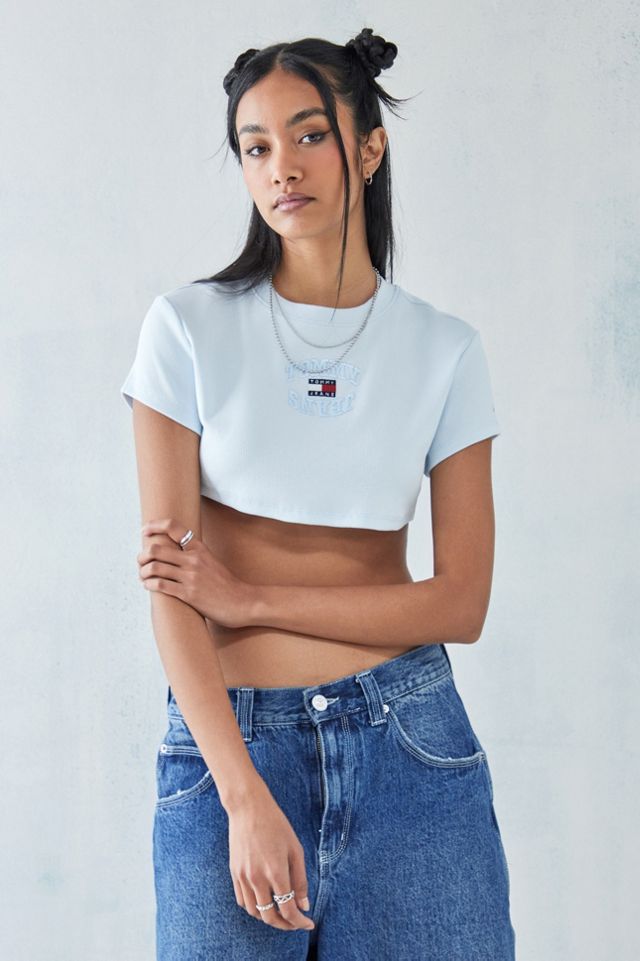 Tommy Hilfiger Ultra kurzes Crop Top in Blau