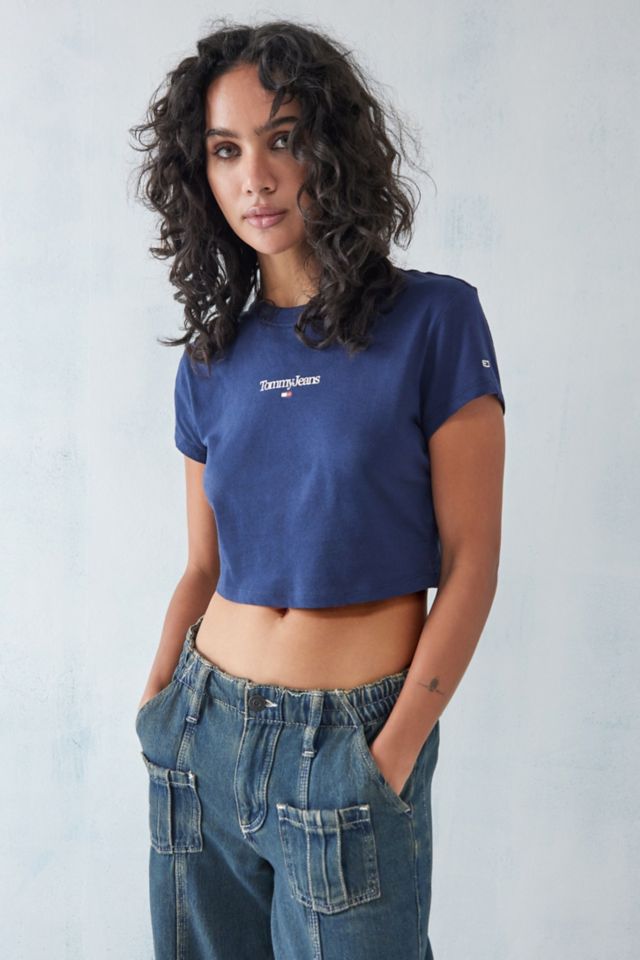 Navy blue tommy shop hilfiger crop top