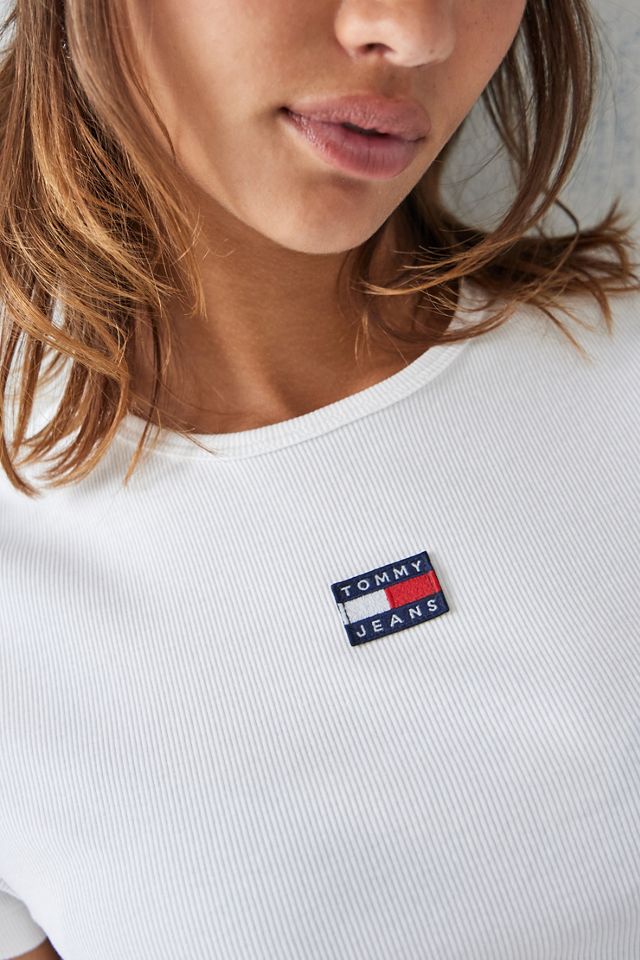 Tommy Jeans White Badged Ribbed Baby T-Shirt #1