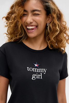 Tommy Girl Black Star Graphic T-Shirt - Black XS at Urban Outfitters
