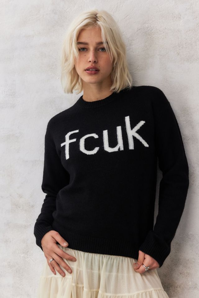 FCUK UO Exclusive Black Logo Knitted Jumper