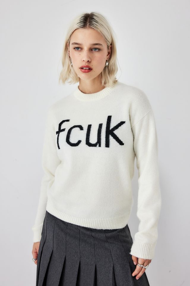 FCUK UO Exclusive Ecru Logo Knitted Jumper