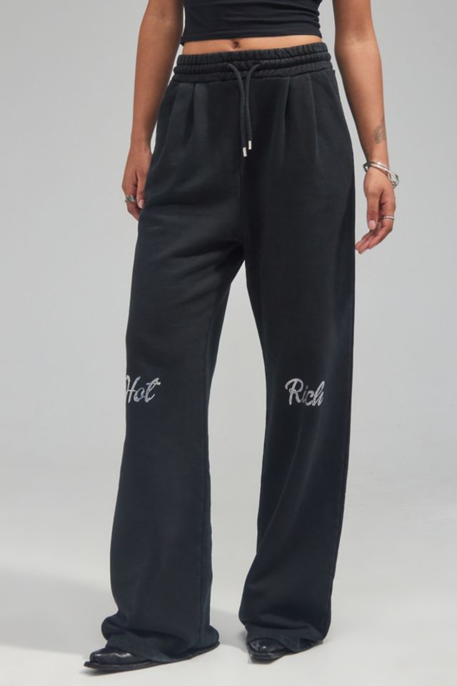 AVAVAV Black Hot Rich Famous Wide Leg Track Pants