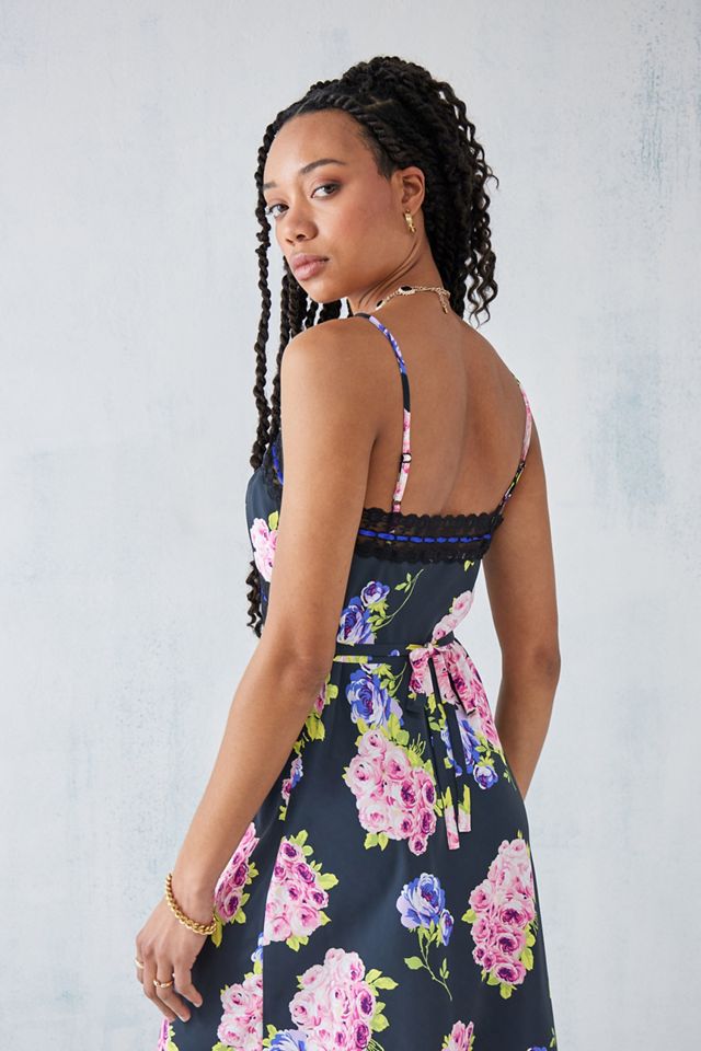 betsey johnson hollywood midi dress Last One! BETSEY JOHNSON Hollywood Floral Lace Trim Midi Slip Dress 266 3J0