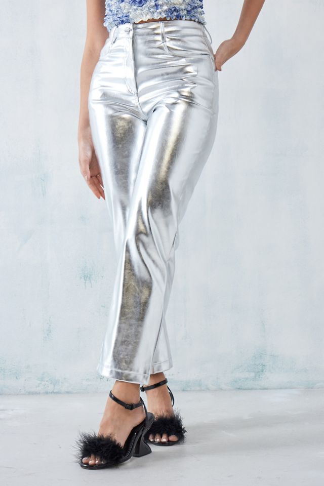 Shiny silver sale pants