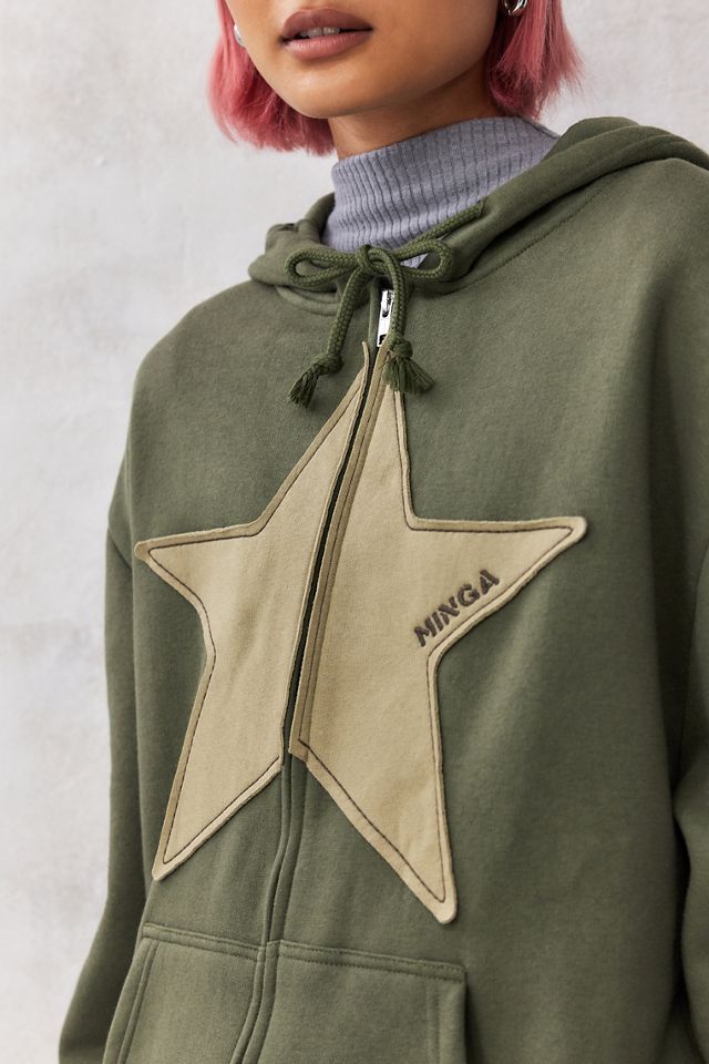 Minga London Green Celeste Star Hoodie | Urban Outfitters UK