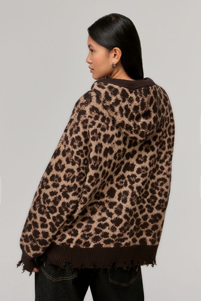 Minga London Leopard Knitted Zip-Up Cardigan | Urban