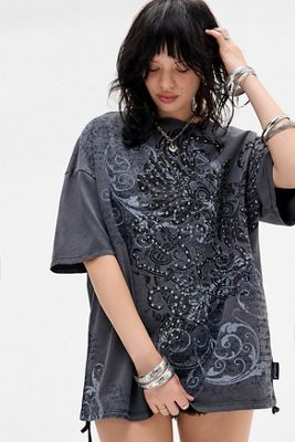 Minga London Grey Grunge Print T-Shirt