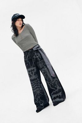 Jeans graphiques délavés noirs Minga London