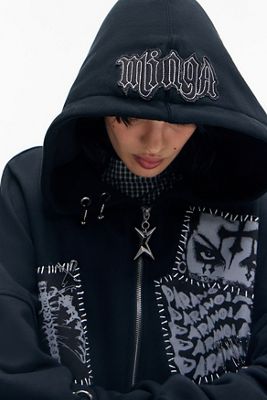 Minga London Grafik Piercing Vollreißverschluss Kapuzenpullover