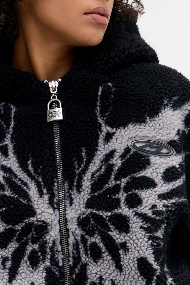 Minga London Black Butterfly Borg Jacket | Urban Outfitters UK