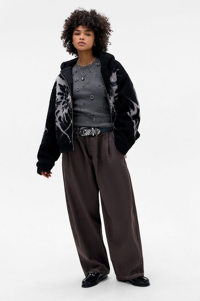 ジャケット・アウター BIRTHDAYBASH L BUTTON BUTTERFLY BOA Minga London Black Butterfly Borg Jacket | Urban Outfitters UK