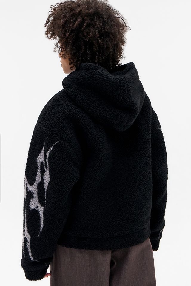 Minga London Black Butterfly Borg Jacket | Urban Outfitters UK