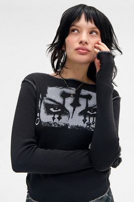 Minga London Face Graphic Long Sleeve T-Shirt