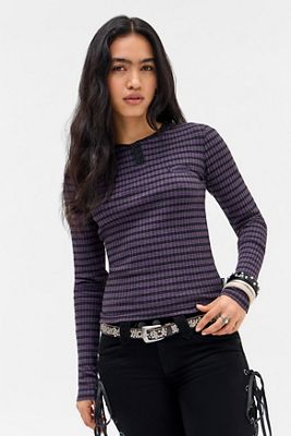 Minga London Lila & Schwarz Gestreiftes Langarmshirt