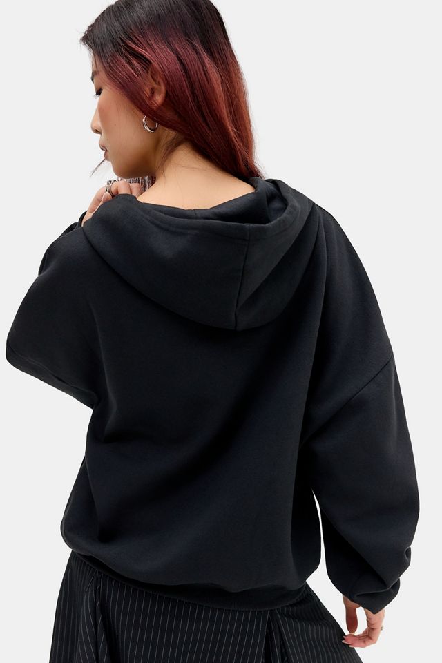 Felpa con cappuccio e zip UO con grafica unicorno nero #3