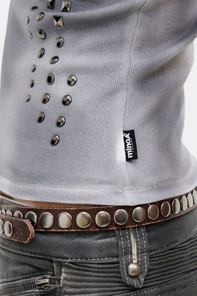 Minga London Grau Gewaschenes Nieten-Top #2