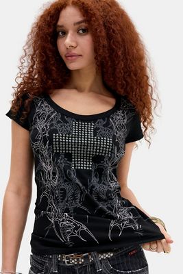 Minga London Nieten-Kreuz Baby Grafik-T-Shirt