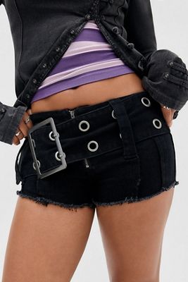 Minga London Schwarze Gewaschene Gia Metall-Shorts