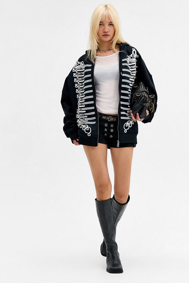 Felpa con Cappuccio Nera Libertine con Zip Integrale Minga London #2