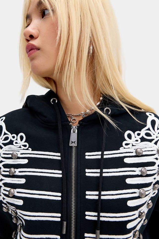 Felpa con Cappuccio Nera Libertine con Zip Integrale Minga London #3