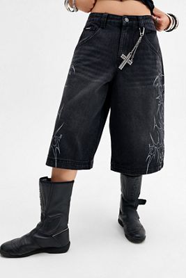 Minga London Short en jean mi-taille Blaze noir délavé
