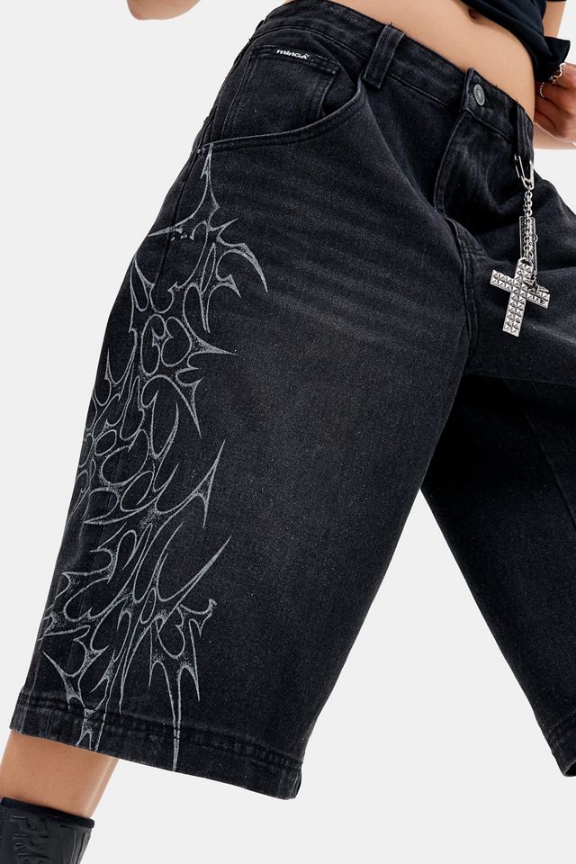 Minga London Pantalones Cortos de Mezclilla Negros Lavados Blaze de Tiro Medio #1