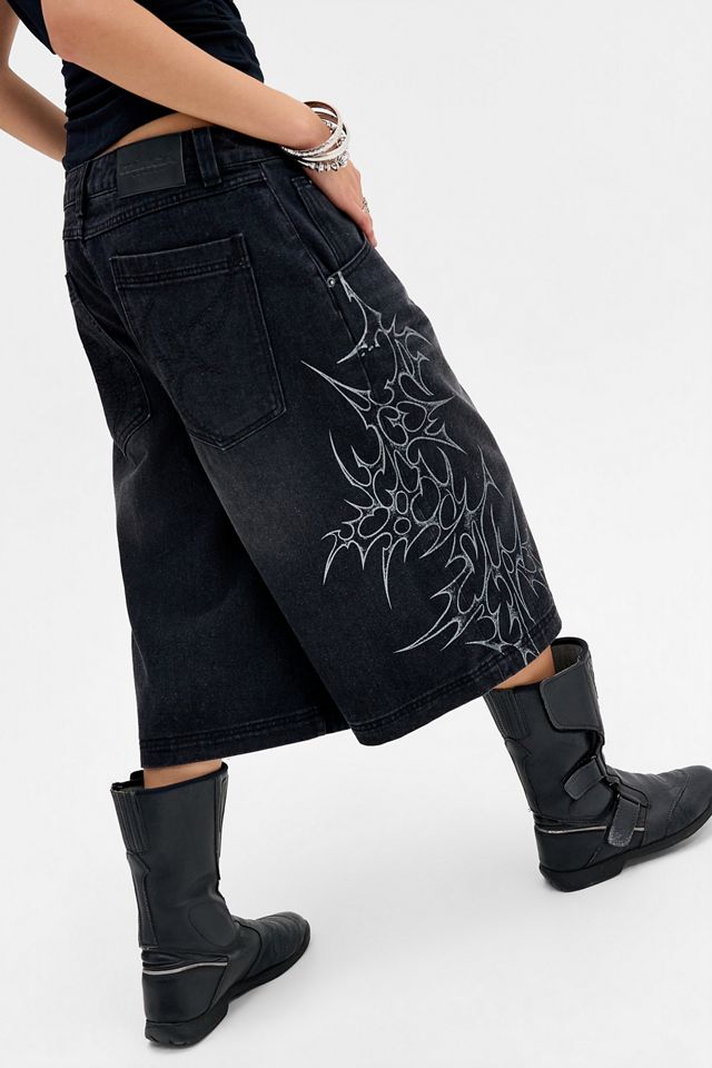Minga London Pantalones Cortos de Mezclilla Negros Lavados Blaze de Tiro Medio #2