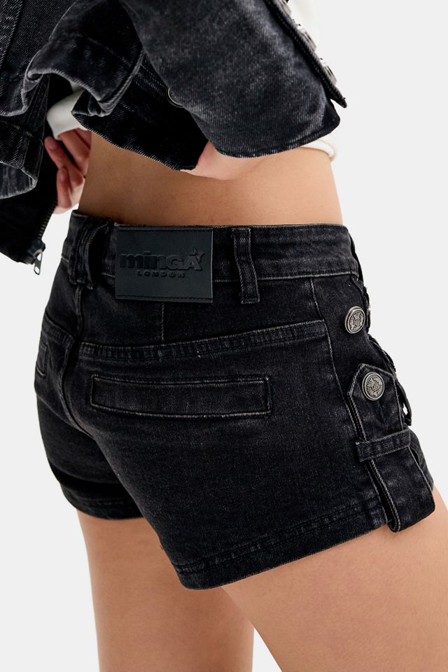 Shorts de Mezclilla Negros Hilda de Tiro Bajo Minga London #3