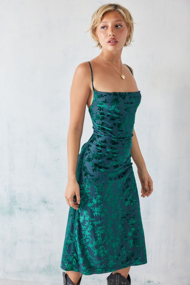 Kiss The Sky Velvet Printed Midi Dress  #2