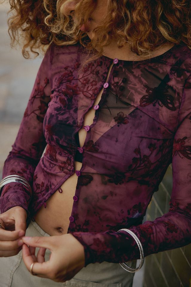Kiss The Sky Russh Button-Up Long Sleeve Top #1
