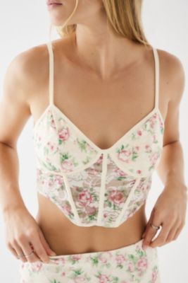  Sexy Bodysuit Tops for Women Floral Embroidery Bustier