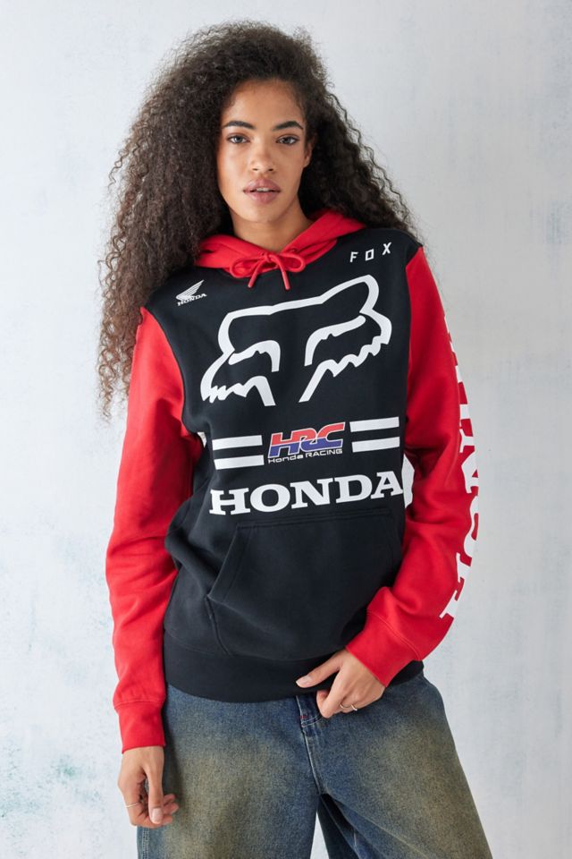 Fox x Honda Sudadera con capucha negra y roja