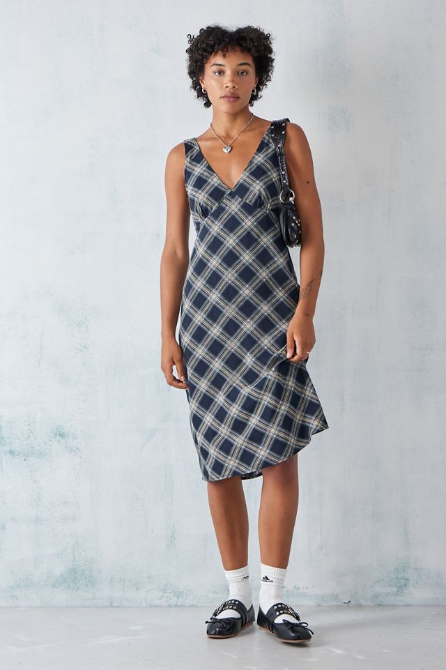 Motel Black & Grey Check Lieva Midi Dress #1