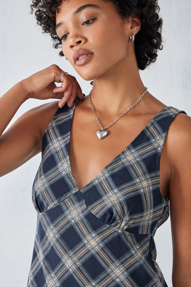 Motel Black & Grey Check Lieva Midi Dress #2