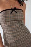 panola mini dress in micro check brown Terra Cotton Check Sleeveless Button Up Mini Dress