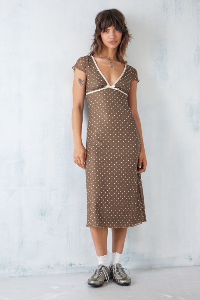 Motel Vilinia Brown Polka Dot Dress