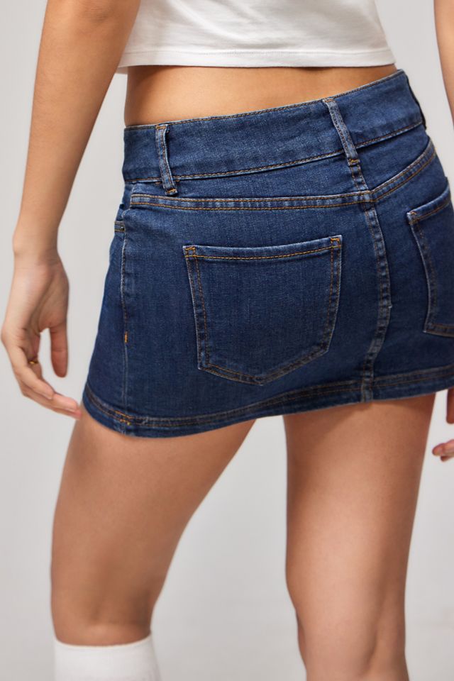 Motel Low Rise Denim Mini Skirt #3