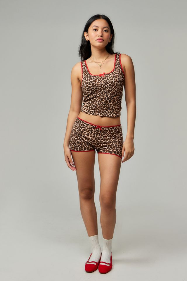 Motel Kicki Leopard Print Micro Shorts #2