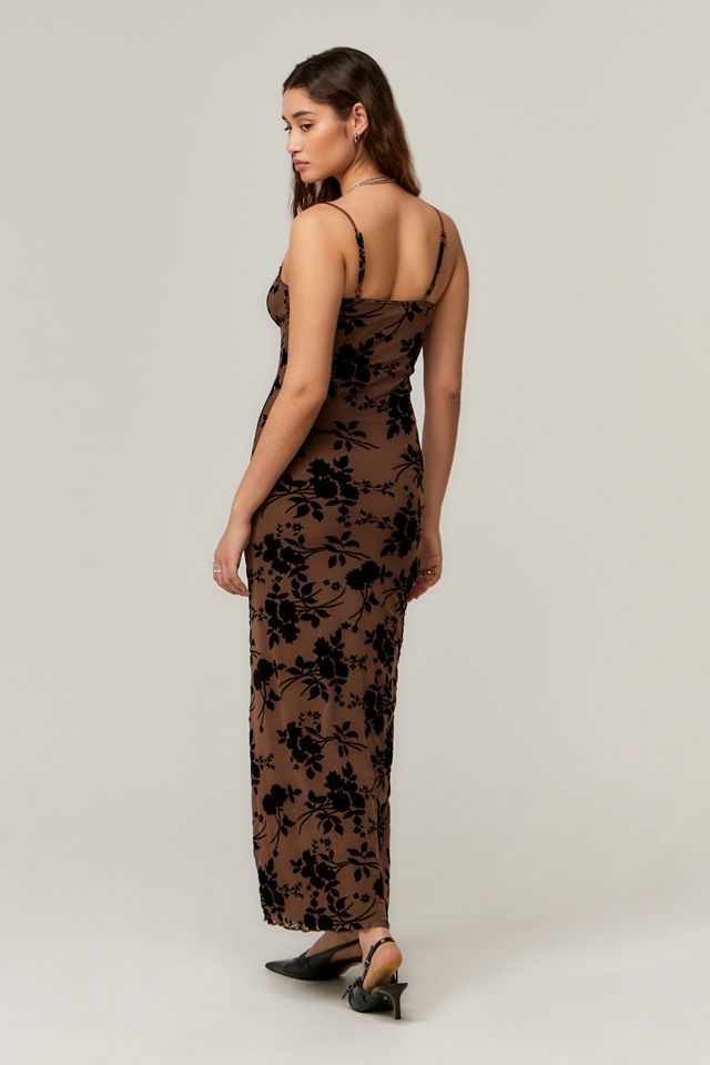 Motel Chocolate Darsih Flocked Maxi Dress #3
