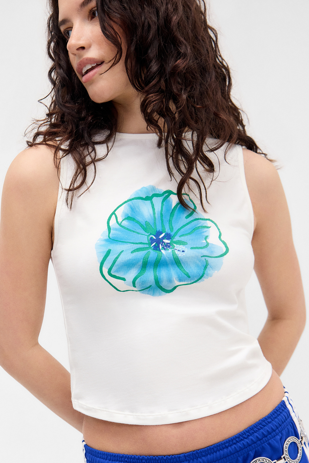 Motel White Leen Flower Tank Top