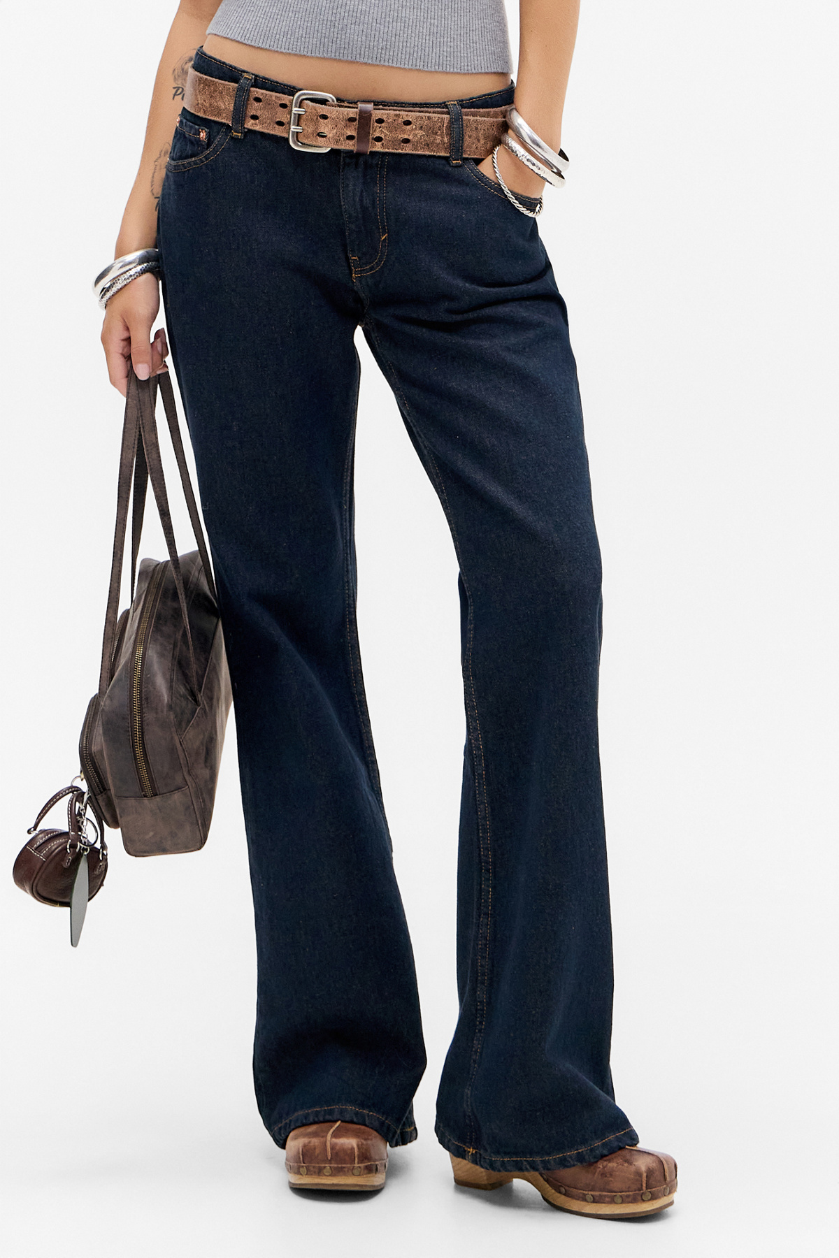 Motel Indigo Rigid Low Rise Flared Jeans
