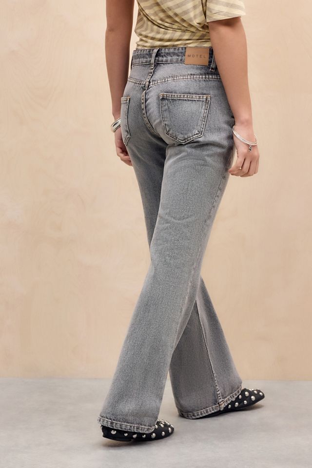 Motel Grey Low Rise Rigid Flared Jeans #3