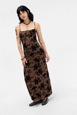 Motel Chocolate Darsih Flocked Maxi Dresss