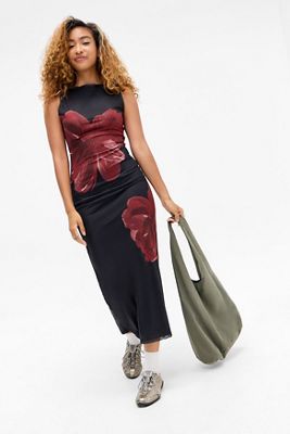 Motel UO Exclusive Abito Lungo Fayola Floreale Nero