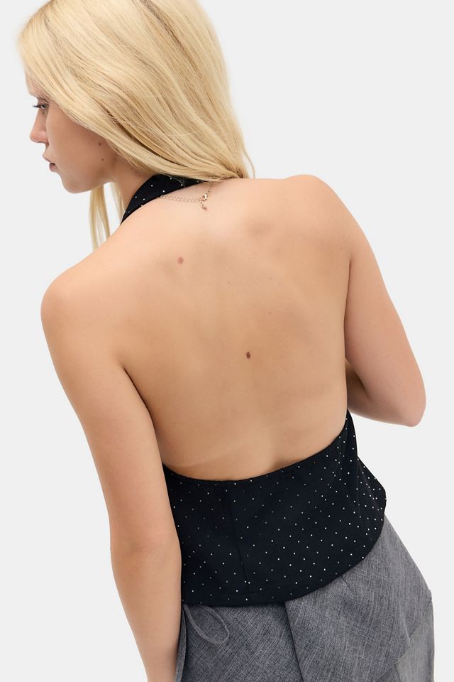 Motel Mikanu Diamanté Halter Top #3