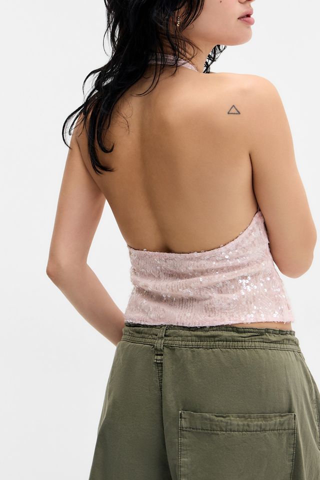 Motel Pink Cosimo Sequin Halter Top #4
