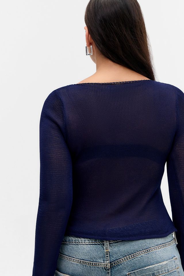 Top de Punto Armali Stud de Manga Larga en Motel Navy #3