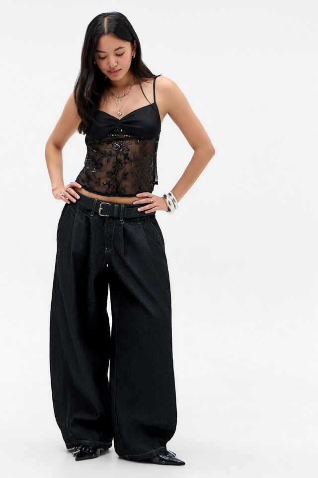 Motel Schwarzes Rikasu Pailletten Oberteil #2