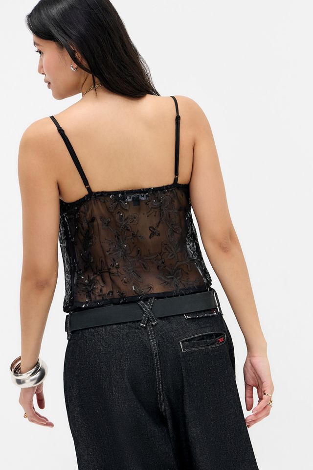 Motel Schwarzes Rikasu Pailletten Oberteil #3